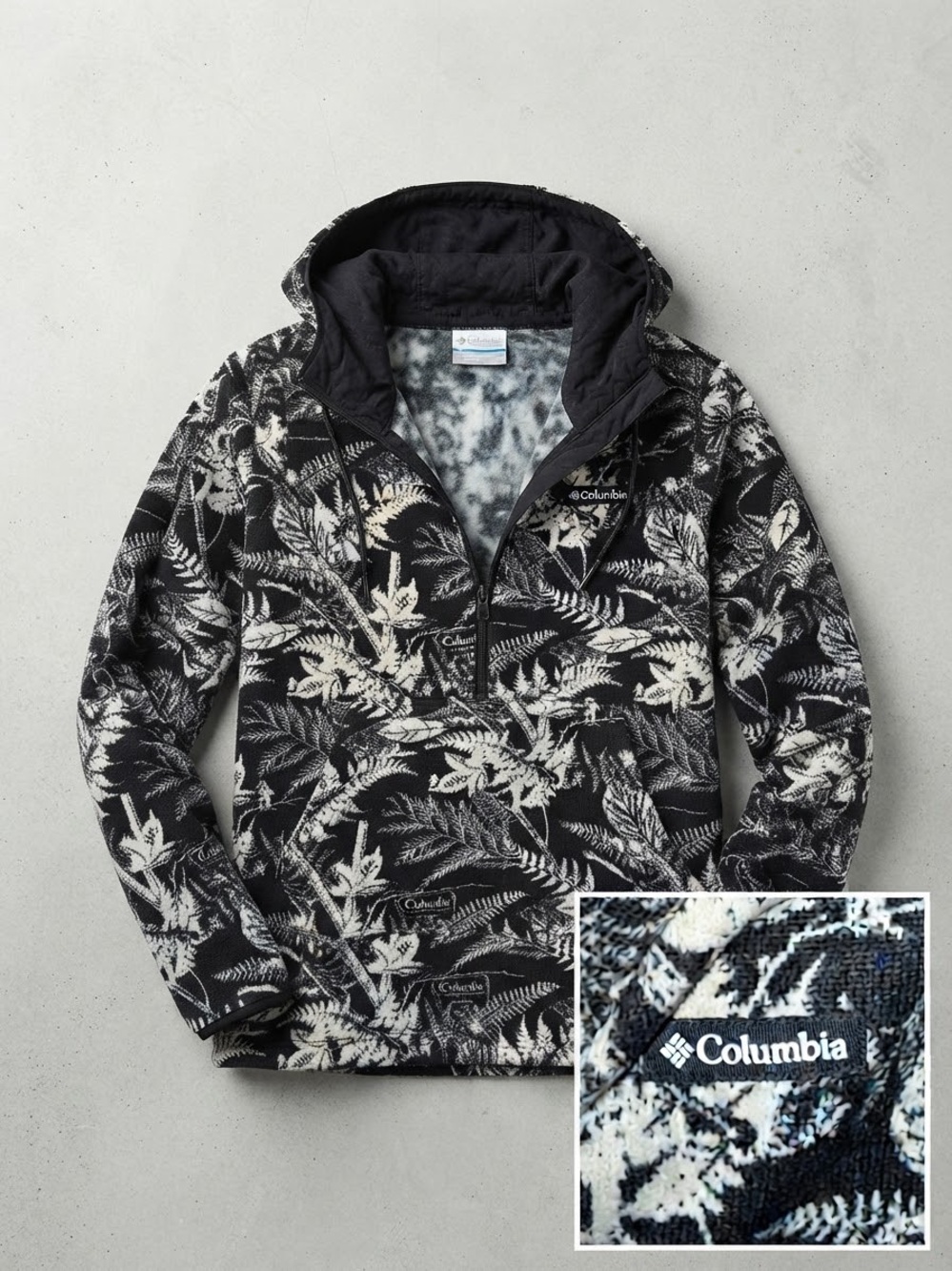 Columbia Black & White Botanical Half-Zip Fleece Jacket